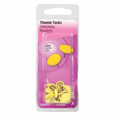 HOMECARE PRODUCTS 0.31 x 0.37 in. Yellow Tacks, 40PK HO3304038